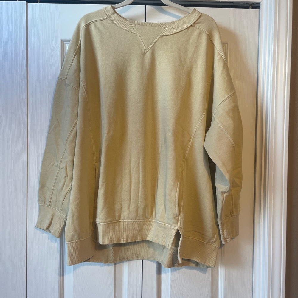 Free People Movement Cream/ Tan Crew Neck Sweater